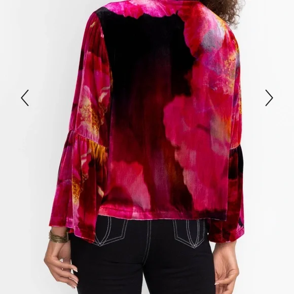 Johnny Was RUFFLE SLEEVE VELVET BOLERO - Picture 4 of 6